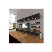 Decoraktiv Eko 8Y MDF Krom Ayaklı Siyah Ceviz Tv Ünitesi