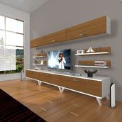 Decoraktiv Eko 8Y SLM Retro Beyaz Ceviz Tv Ünitesi