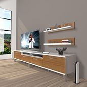 Decoraktiv EKO200R Beyaz Ceviz Slm Krom Ayaklı Tv Ünitesi Tv Sehpası