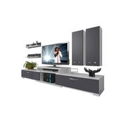 Decoraktiv Flex 5D130 MDF Beyaz Siyah Tv Ünitesi