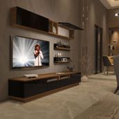Decoraktiv Trendstyle 5220s Ceviz Siyah Slm Tv Ünitesi Tv Sehpası