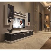 Decoraktiv Trendstyle 5da Beyaz Siyah Slm Tv Ünitesi Tv Sehpası