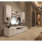 Decoraktiv Trendstyle 5da Parlak Beyaz Slm Tv Ünitesi Tv Sehpası