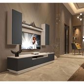 Decoraktiv Trendstyle 5ds Beyaz Antrasit Mdf Tv Ünitesi Tv Sehpası