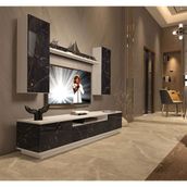 Decoraktiv Trendstyle 5ds Beyaz Siyah Mdf Tv Ünitesi Tv Sehpası