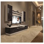 Decoraktiv Trendstyle 5ds Beyaz Siyah Slm Tv Ünitesi Tv Sehpası