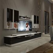 Decoraktiv Trendstyle 8da Beyaz Siyah Slm Tv Ünitesi Tv Sehpası