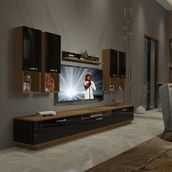 Decoraktiv Trendstyle 8da Ceviz Siyah Mdf Tv Ünitesi Tv Sehpası