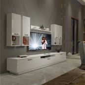 Decoraktiv Trendstyle 8da Parlak Beyaz Slm Tv Ünitesi Tv Sehpası