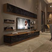 Decoraktiv Trendstyle 8ys Mdf Ceviz-Siyah Tv Ünitesi