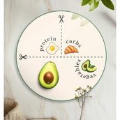 Decorita Cam Diyet Tabağı | Cam Sunum Tabağı | Porsiyon Tabağı - Avokado Görselli | ÇAP32CM - Renkli