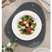 Decorita Cam Tabak | Kahvaltı Tabağı | Cam Supla | 2'li Takım | Füme Cam | 32CM x 35CM