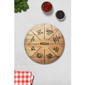 Decorita Pizza Servis Tabağı | Ahşap Görünümlü | Mottolu Pizza Tabağı | Çap 32cm