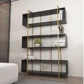 Decorotika Bruti Antrasit Gold Kitaplık