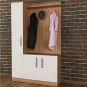 Decorotika Naturel Beyaz-Teak Portmanto