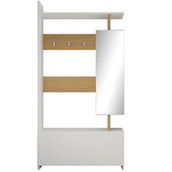 Decorotika Tovel Aynalı Beyaz - Teak Portmanto