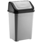 DEEMBRO 52 Lt Büyük Boy Çöp Kovası Tek Kapaklı Gri Mutfak Banyo Ofis Atık Kutusu Cafe Otel Çöp 31*43*68 Cm