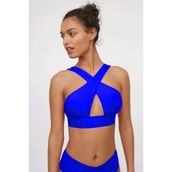 Deep Beach DB200518M Kadın Saks Mavi Geniş Omuz Askılı Anvelop Kesimli Bikini Üstü
