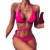 Deep Beach Ip ve Halka Detaylı Bikini Takım - 34 - Fuşya