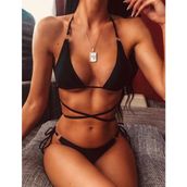 Deep Beach Ip ve Halka Detaylı Bikini Takım - 36 - Siyah