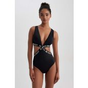 DeFacto A8334AX23HS Siyah-BK81 Fall in Love Regular Fit Bayan Mayo