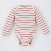 DeFacto B5714A523AU Pembe Zarf Yaka Çizgili Fitilli Kaşkorse Uzun Kollu Çıtçıtlı Kız Bebek Body