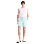 DeFacto E0977AX25HS Yeşil-GN1101 Erkek Regular Fit Desenli File Astarlı Kısa Boy Deniz Şortu