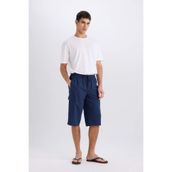 DeFacto Long Fit File Astarlı Uzun Boy Kargo Cep Deniz Şortu, S, E0905AX25HS, Lacivert-NV256, Erkek