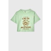 DeFacto V5409A621HS Baskılı Kısa Kollu Crop Ekru Kız Çocuk T-Shirt