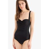 DeFacto Z4657AZ25SM Regular Fit Drapeli Siyah Kadın Mayo