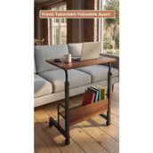 Dehalimited 60X40 Raflı Yükseklik Ayarlı Frenli Tekerlekli Çalışma Masası Laptop Sehpası - Y: 80 cm D: 40 cm G: 60 cm - Ceviz