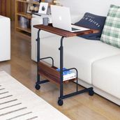 Dehalimited 60X40 Raflı Yükseklik Ayarlı Frenli Tekerlekli Laptop Sehpası Çalışma Masası - Y: 85 cm D: 40 cm G: 60 cm - Ceviz
