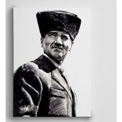 Dekolata Atatürk Siyah Beyaz 14 30x40 cm Kanvas Tablo