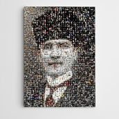 Dekolata Atatürk Tablosu Şayap Kalpak Mozaik 50x70 cm Kanvas Tablo