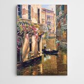 Dekolata Göl Çiçekler Ve İnsanlar 50x70 cm Kanvas Tablo
