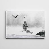 Dekolata Kız Kulesi ve Martı 35x50 cm Kanvas Tablo