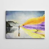 Dekolata Sahil ve Kız Mini 100x140 cm Kanvas Tablo
