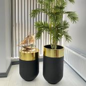 Dekoratif Gold Darbuka Siyah Saksı 70 cm+Sehpa 60 cm ikili set