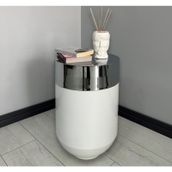 Dekoratif Krom Darbuka 70 cm Parlak Beyaz Sehpa