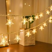 Dekoratif Yıldızlı İp Led Işık - Star Yıldız Led Işık Yılbaşı Süs beyaz