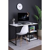 Dekorfim Atlas 120 Cm Raflı Çalışma Masası Bilgisayar Masası Ofis Ders Masası Beyaz