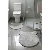 Dekozer Ayıcık Şekilli 2’li Paspas Takımı Banyo, Çocuk-Yatak Odası|kaymaz Taban, Yumuşak,yıkanabilir - Vizon