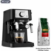 DeLonghi Siyah Kompakt Manuel Espresso Makinesi, Süt Köpürtücülü Modern Mutfak Kullanımı ve Pratik Günlük Kahve Hazırlığı Evde Günlük Kullanım ve Pratik Barista Hazırlığı Için