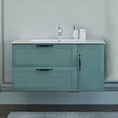 Denko Beyoğlu 100 cm Aynalı Üst Modülü Mdf Mat Yeşil Banyo Dolabı