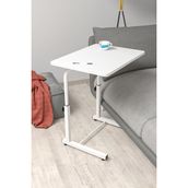 Depolife Eğim Yükseklik Ayarlı Laptop Sehpası Kahvaltı Ders Çalışma Bilgisayar Ofis Yemek Masası Metal Ayak - 60 x 45 cm - Beyaz