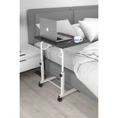 Depolife Eğim Yükseklik Ayarlı Laptop Sehpası Kahvaltı Ders Çalışma Bilgisayar Ofis Yemek Masası Metal Ayak - 60 x 45 cm - Krem