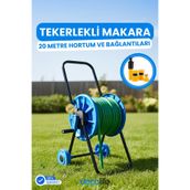 Depolife Hortum Makarası 20 M Hortum Tekerli Bahçe Hortum Toplama Makaralı Tekerlekli Bahçe Hortum Arabası
