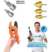 Depolife PVC PPRC Boru Kesme Makası İç ve Dış Diş Açma Aparatı 20mm ve 25mm Yiv Paso Açma Anahtarı Rayba Pafta