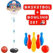 Depomiks Avm Ayarlanabilir Basketbol Potası 120 cm + Bowling Set - Açık Mavi