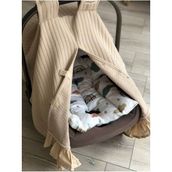 Derin Boutique Derin Boutiques Bej Örgü Pike Bej Fırfırlı Puset Örtüsü - 15 - 36 kg - Açık Gri